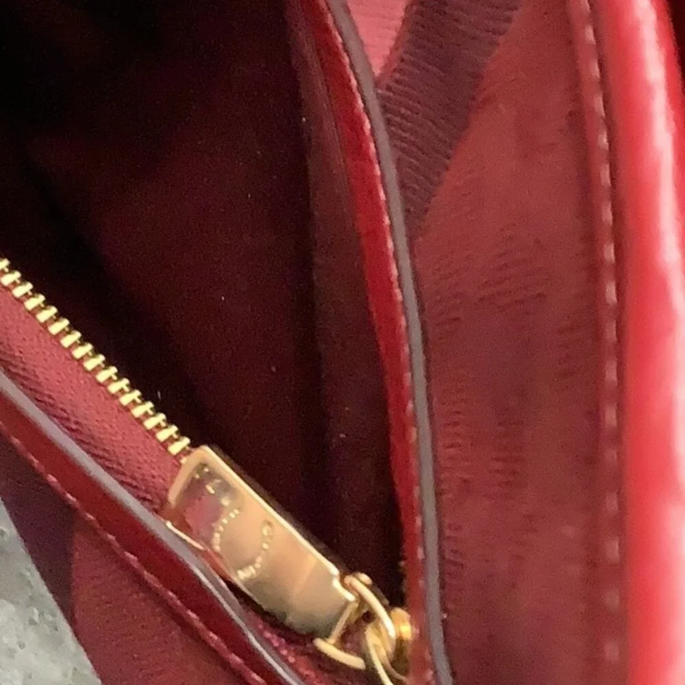 Coach Red Signature Canvas Crossbody Bag with Pink Stripe